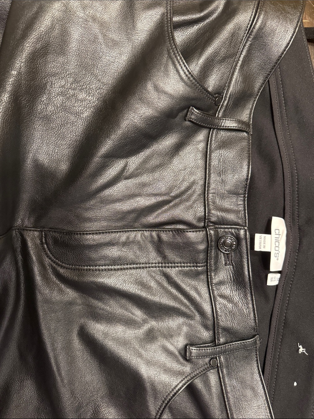 Chico's Black Leather Pants with Belt Loops